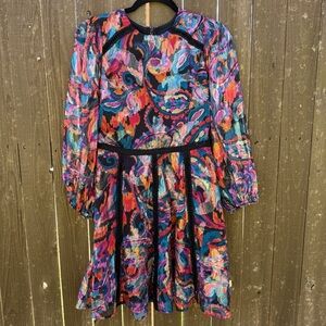 ✨ Vince Camuto Metallic Paisley Puff Sleeve Mini Dress (Size 4) – NWT ✨